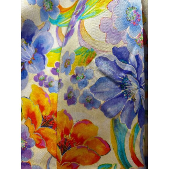 Manzoni Couture 100% Silk Floral Wearable Art Blazer Statement Jacket Sz 14 - Picture 5 of 7